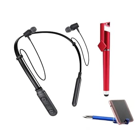 Versatile Wireless Bluetooth Headphones with Pen Stand and Sound Button - Compatible WIth M i Note 5/6/7 Pro, 6A, Y2, A2, A1, Y3 - Black